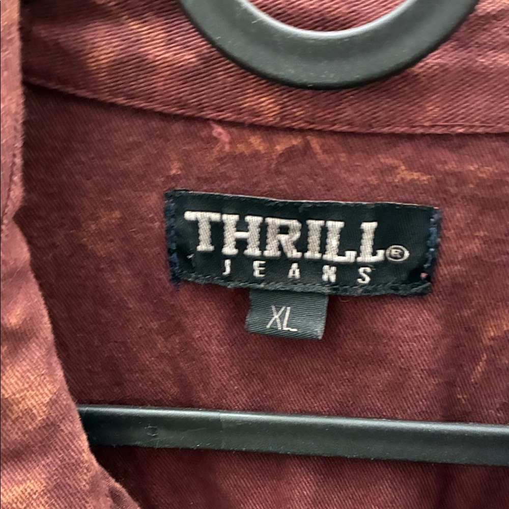 Thrill Maroon Button-Up Denim Jacket - image 3